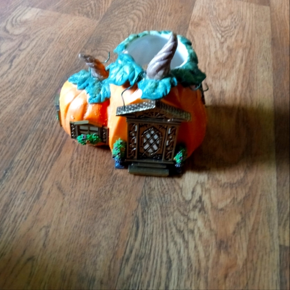 Partylite pumpkin cottage house votive candle holder